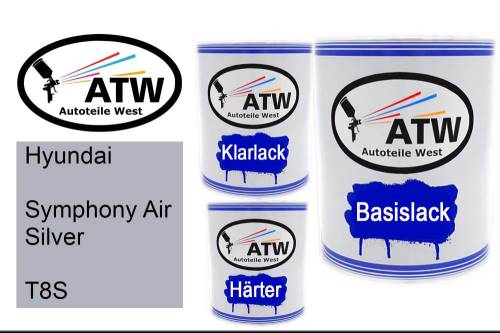 Hyundai, Symphony Air Silver, T8S: 1L Lackdose + 1L Klarlack + 500ml Härter - Set, von ATW Autoteile West.